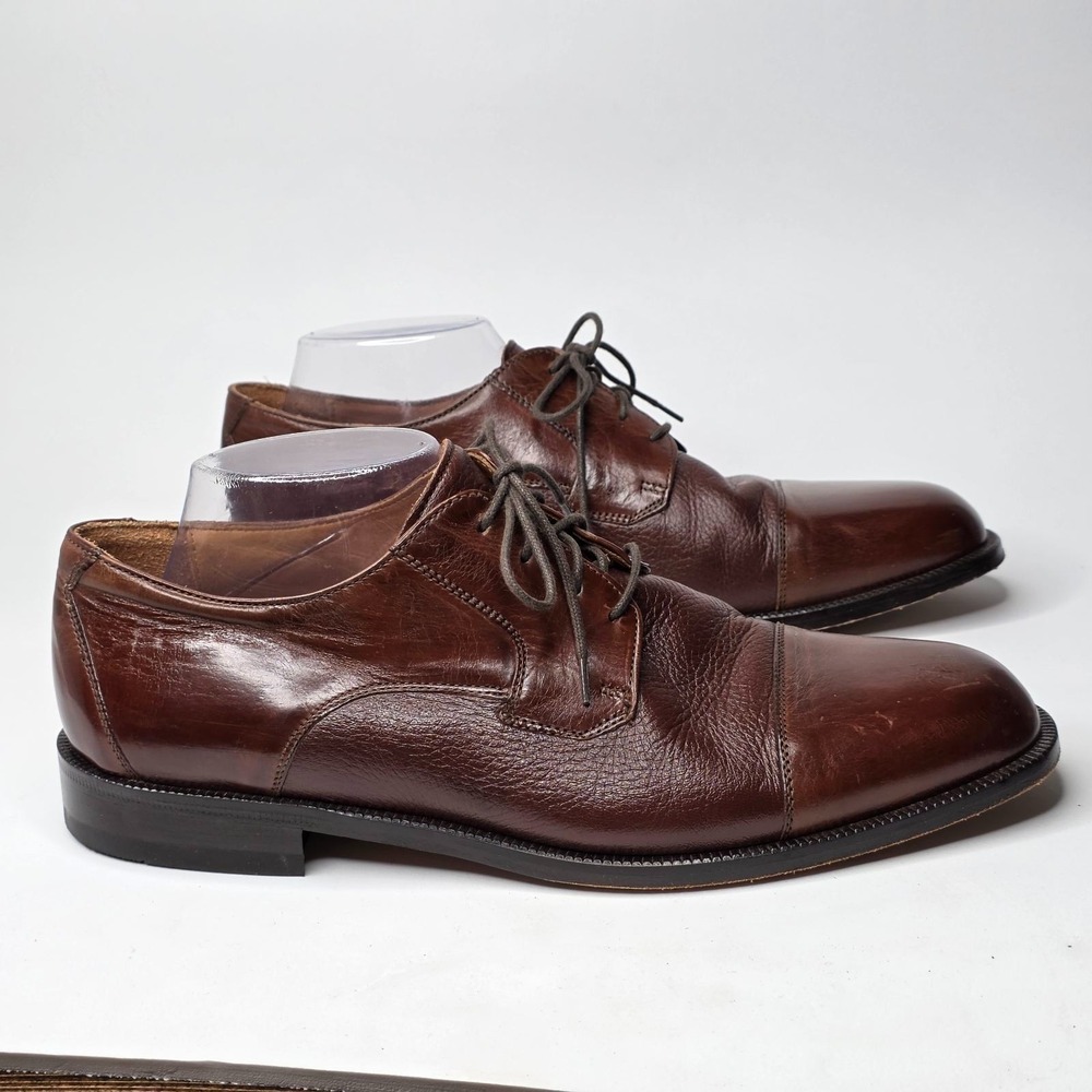 Bostonian Luxe Oxford Men's Shoes Size 9.5 W Brown Leather Dress Lace Up Italy
